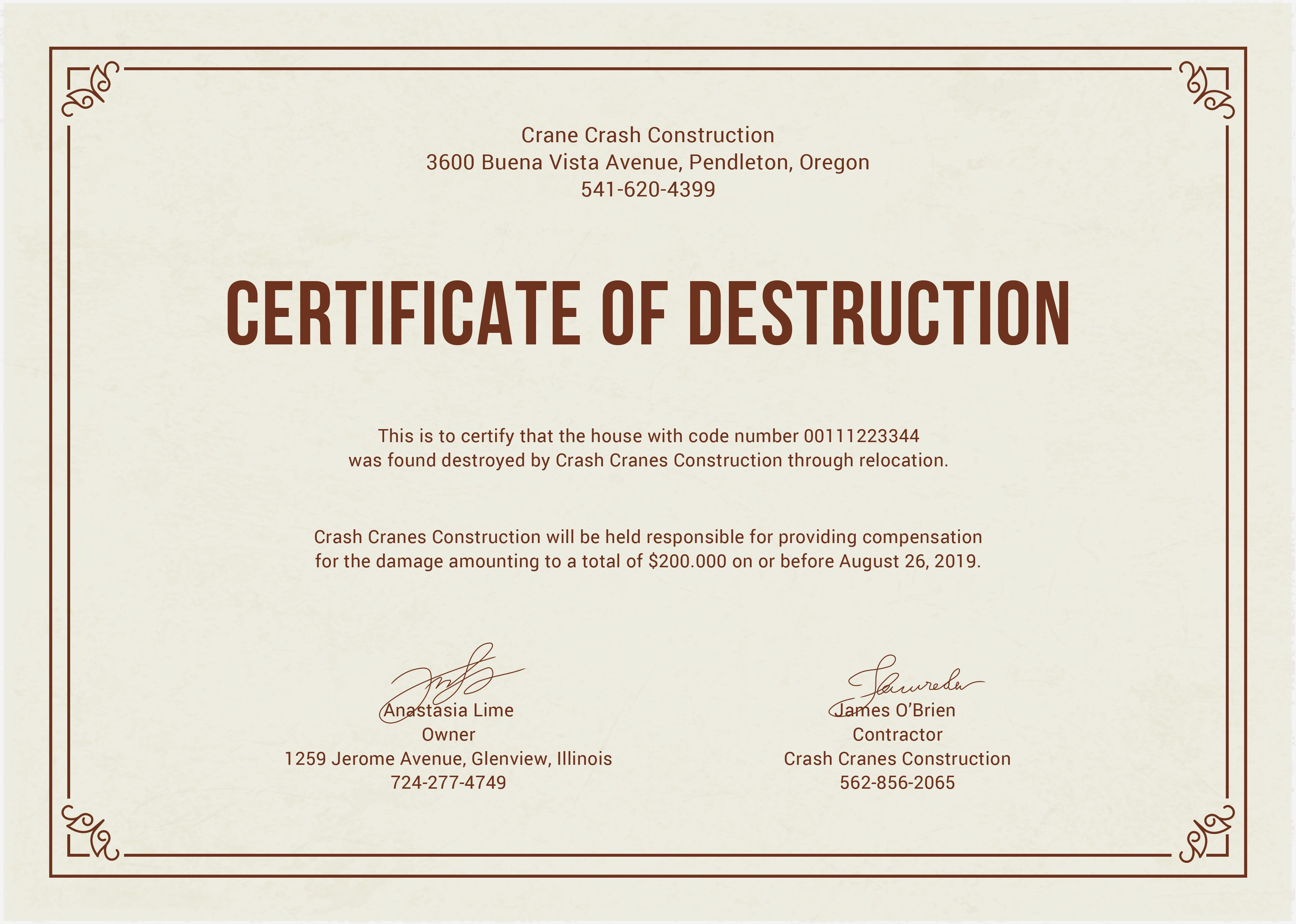 Certificate Of Destruction Template | Anti Grav With Regard To Certificate Of Destruction Template