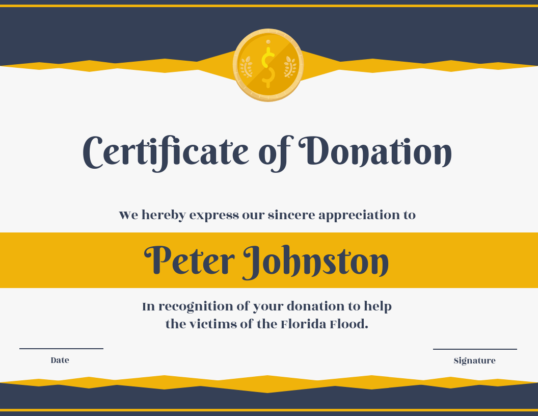 Certificate Of Donation Template Template – Venngage For Donation Certificate Template