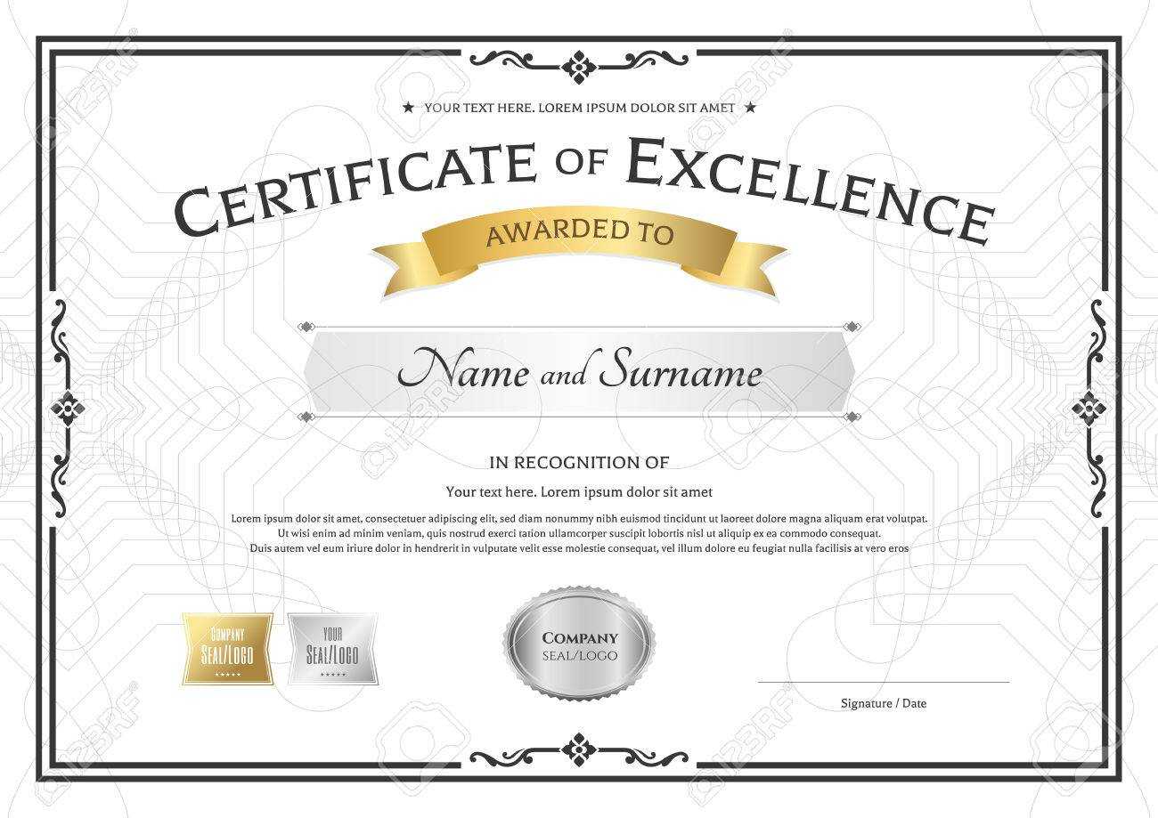 Certificate Of Excellence Template With Gold Award Ribbon On.. Pertaining To Award Of Excellence Certificate Template