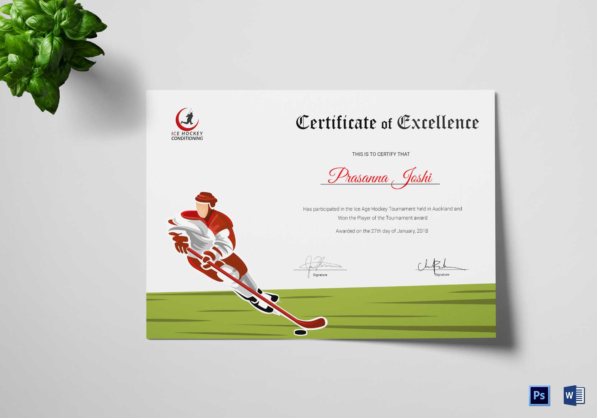 Certificate Of Hockey Performance Template Within Hockey Certificate Templates