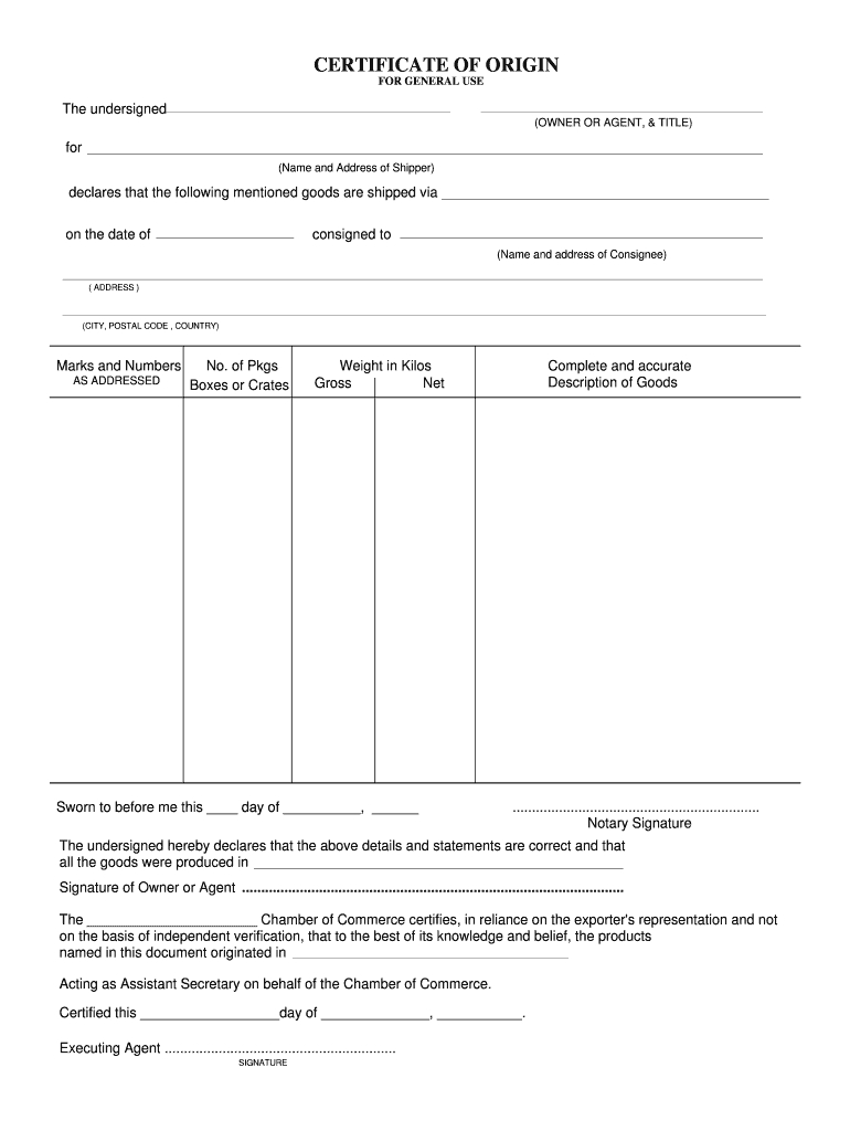 Certificate Of Origin – Fill Online, Printable, Fillable In Certificate Of Origin Template Word