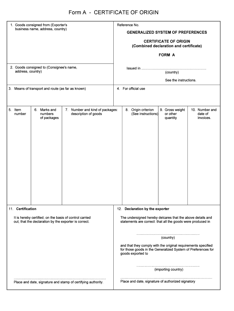 Certificate Of Origin – Fill Online, Printable, Fillable Intended For Certificate Of Origin Template Word