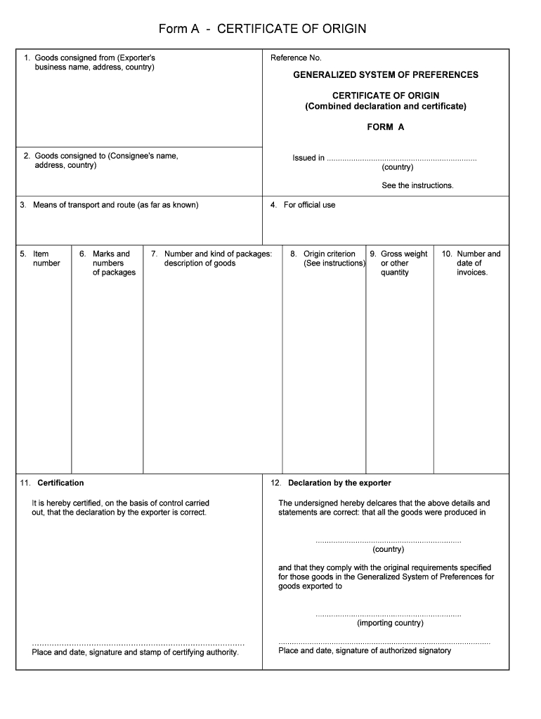 Certificate Of Origin - Fill Online, Printable, Fillable Regarding Certificate Of Origin Form Template
