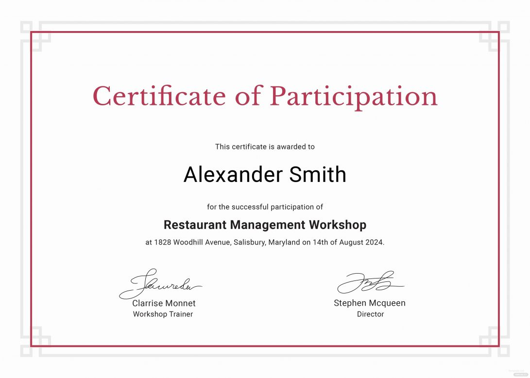 Certificate Of Participation Sample Design Samples Pertaining To Certificate Of Participation In Workshop Template