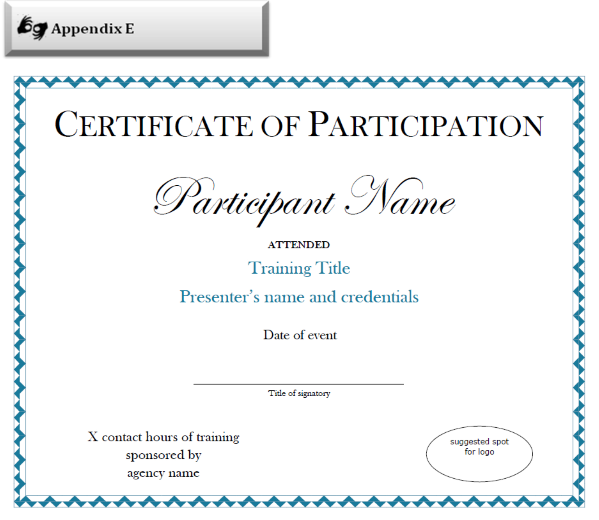 Certificate Of Participation Sample Free Download With Certificate Of Participation Template Pdf
