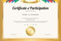 Certificate Of Participation Template With Gold with regard to Templates For Certificates Of Participation