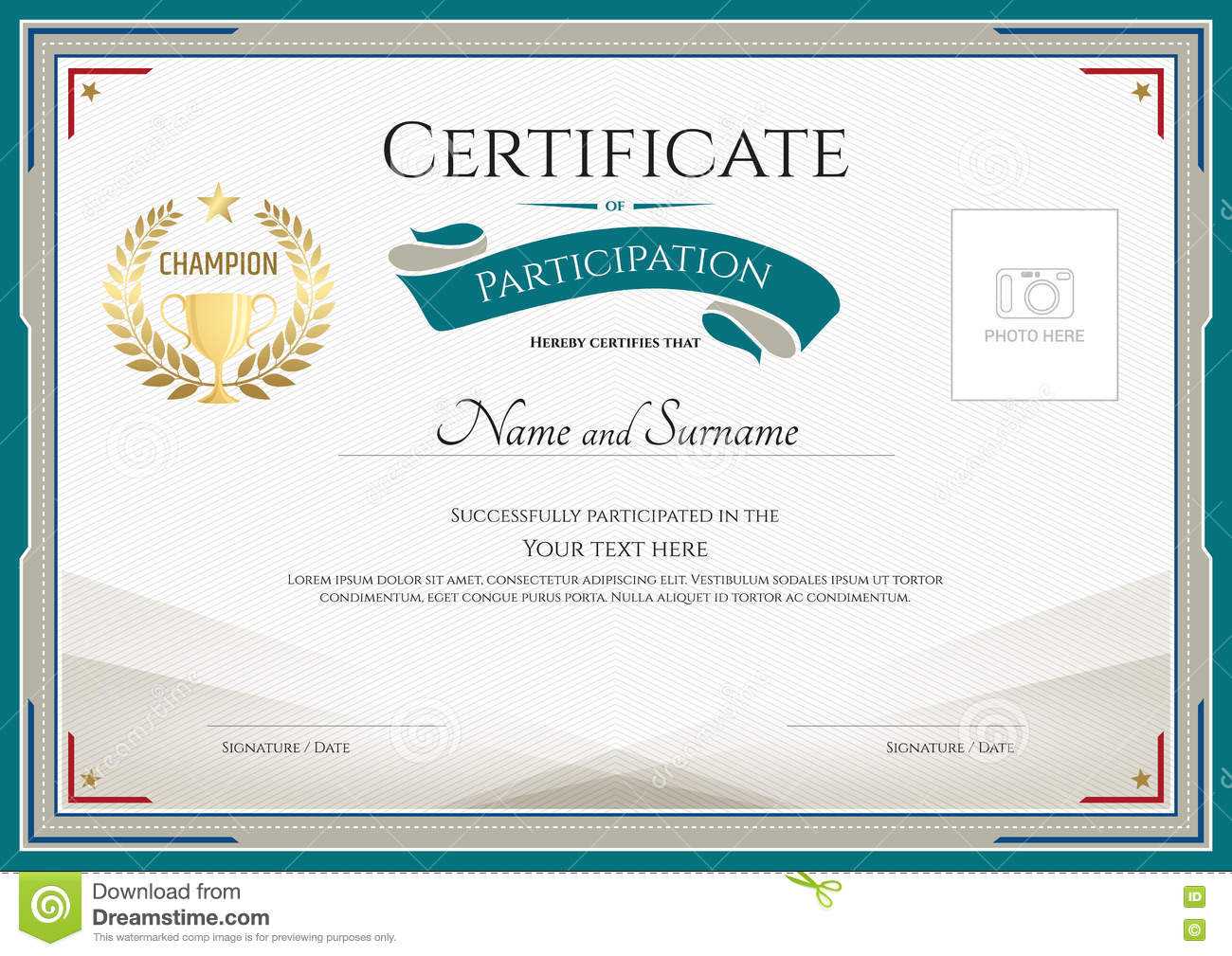 Certificate Of Participation Template With Green Broder Intended For Certification Of Participation Free Template