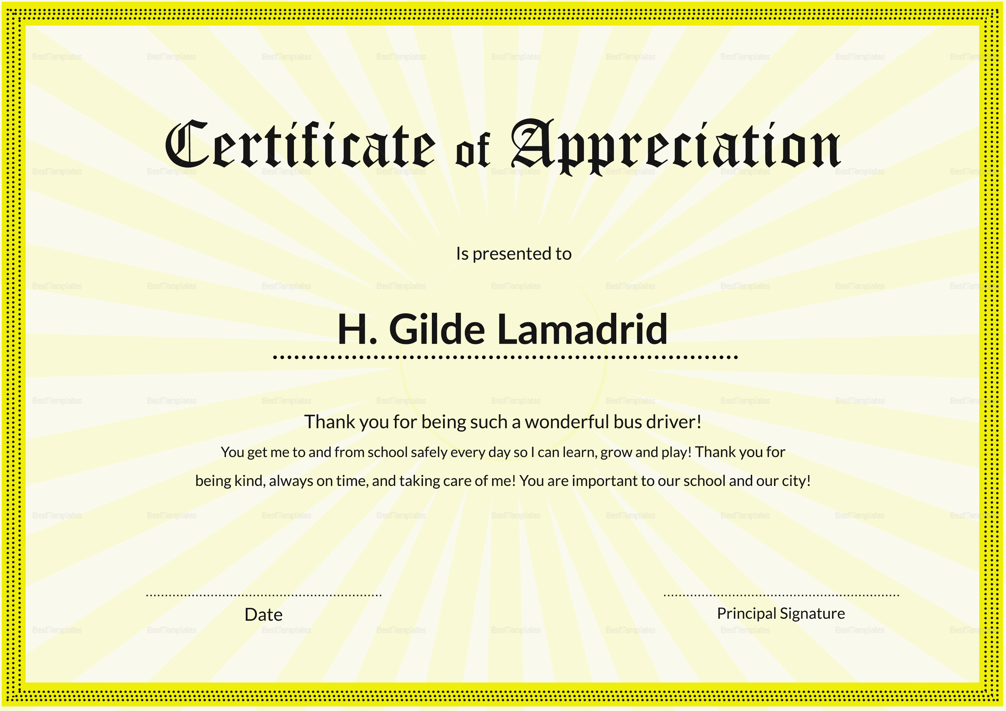 Certificate Of School Appreciation Template Within Certificate Templates For School