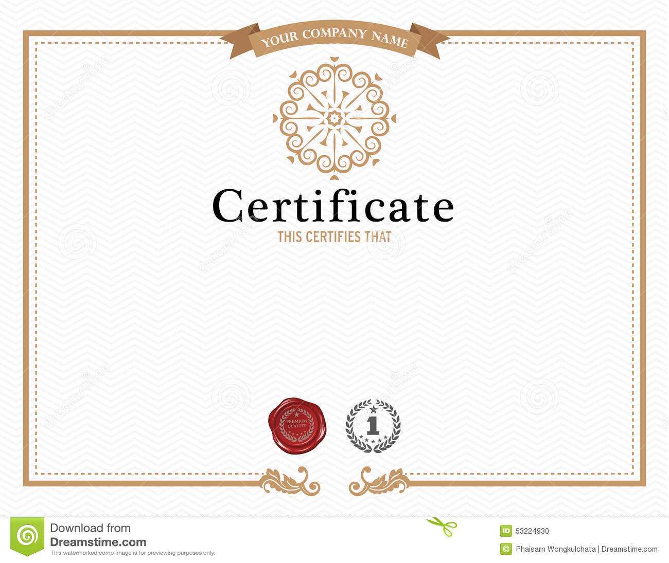 Certificate Template And Element. Stock Vector Within Beautiful Certificate Templates