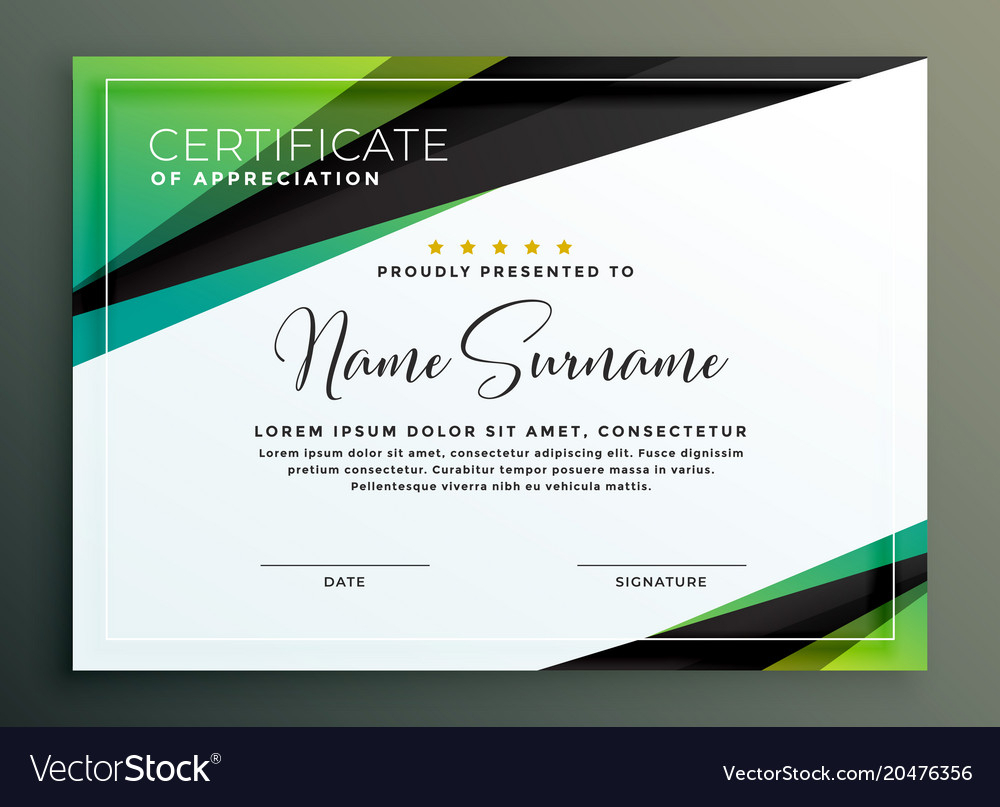 Certificate Template Design In Green Black In Design A Certificate Template