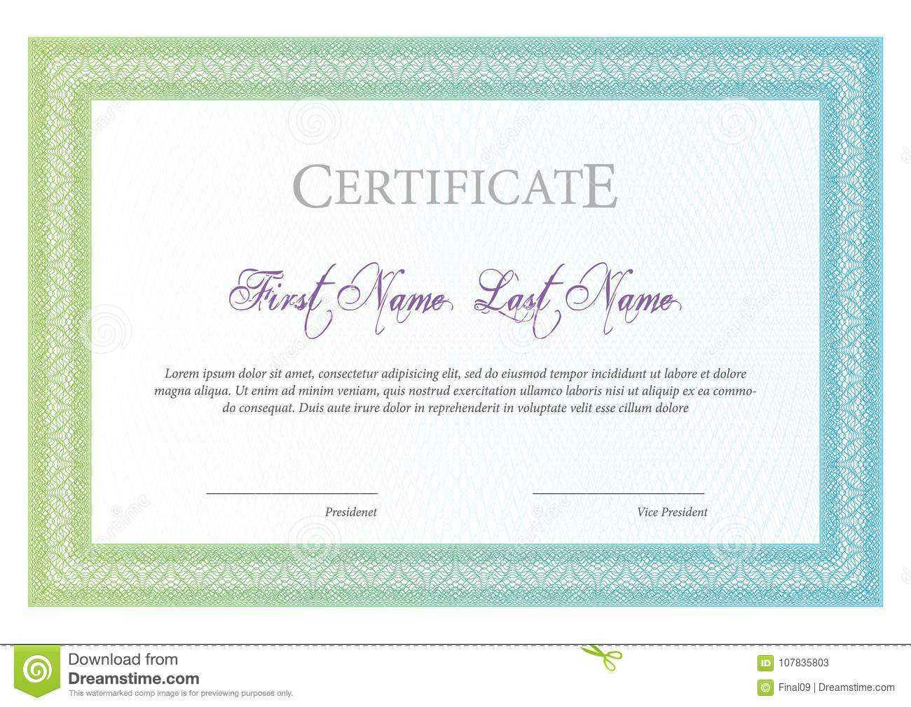 Certificate. Template Diploma Currency Border. Stock Vector In Tennis Gift Certificate Template