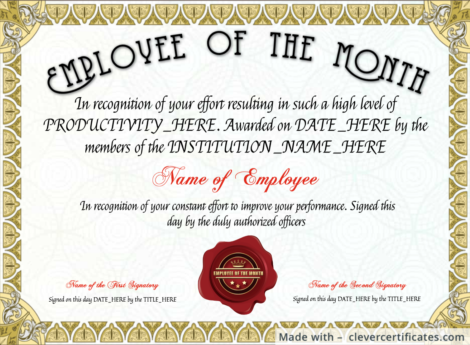 Certificate Template Employee Recognition Award Star Intended For Employee Anniversary Certificate Template