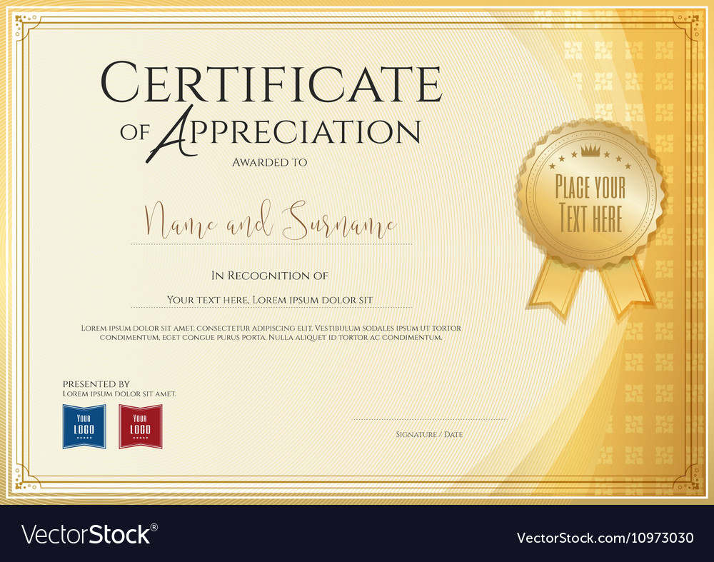 Certificate Template For Achievement Appreciation In Template For Recognition Certificate