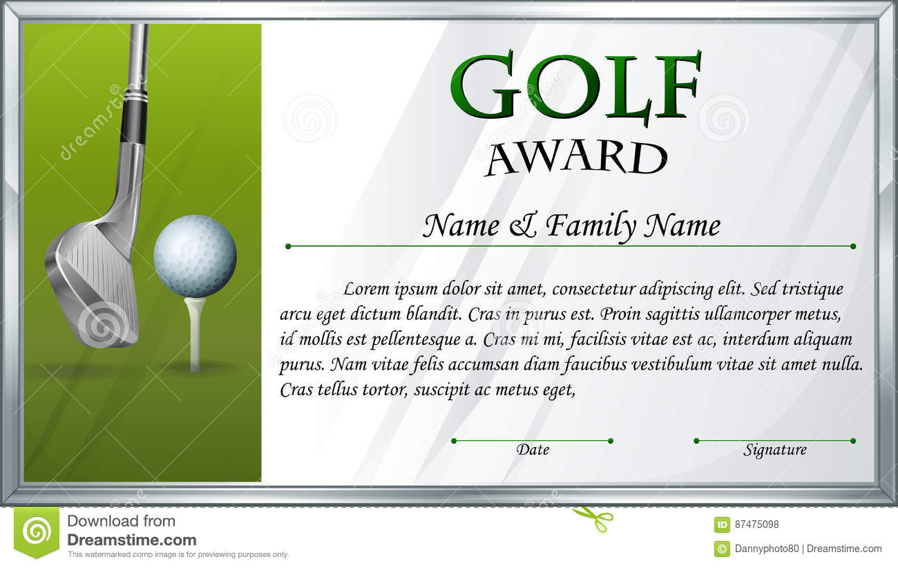 Certificate Template For Golf Award Stock Vector For Golf Certificate Template Free