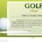 Certificate Template For Golf Star With Green Background Throughout Golf Certificate Template Free