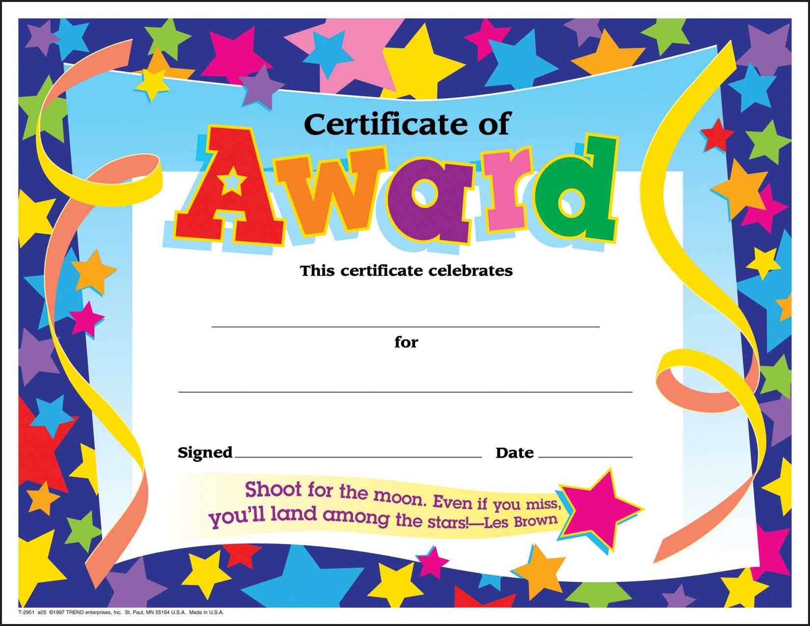 Certificate Template For Kids Free Certificate Templates Throughout Children's Certificate Template