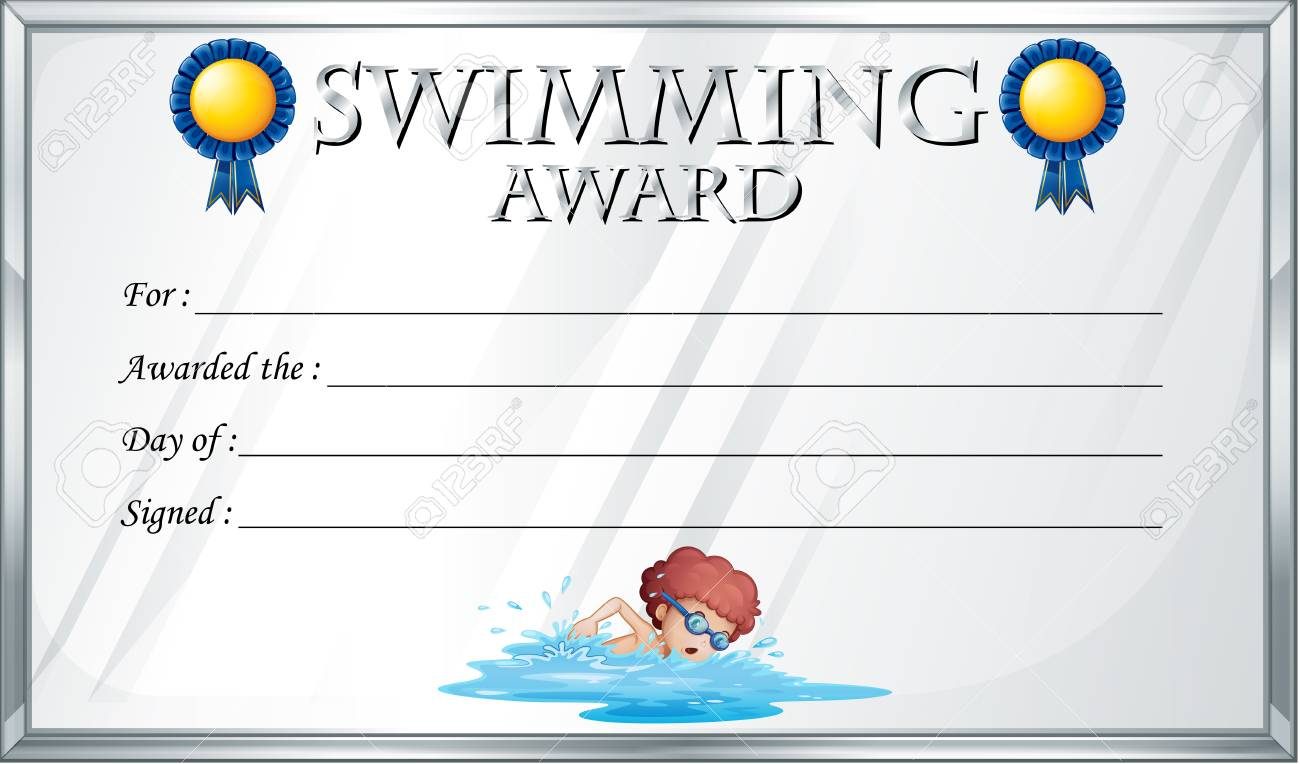 Certificate Template For Swimming Award Illustration Intended For Swimming Award Certificate Template