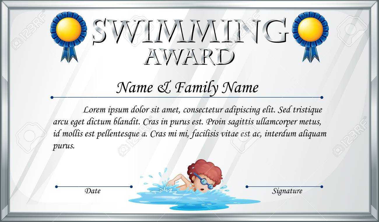 Certificate Template For Swimming Award Illustration With Swimming Award Certificate Template