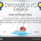 Certificate Template For Swimming Award — Stock Vector With Swimming Award Certificate Template