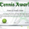 Certificate Template For Tennis Award Stock Vector Pertaining To Tennis Certificate Template Free