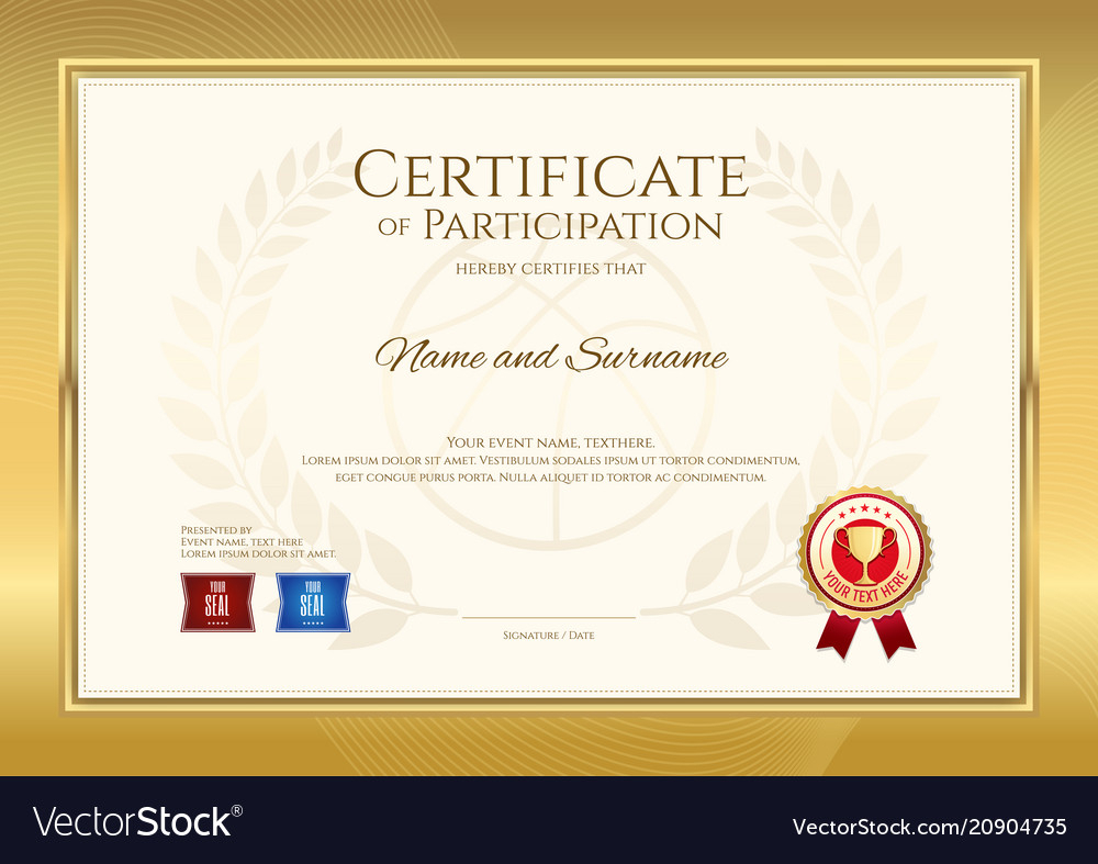 Certificate Template In Basketball Sport Theme Vector Image With Basketball Camp Certificate Template