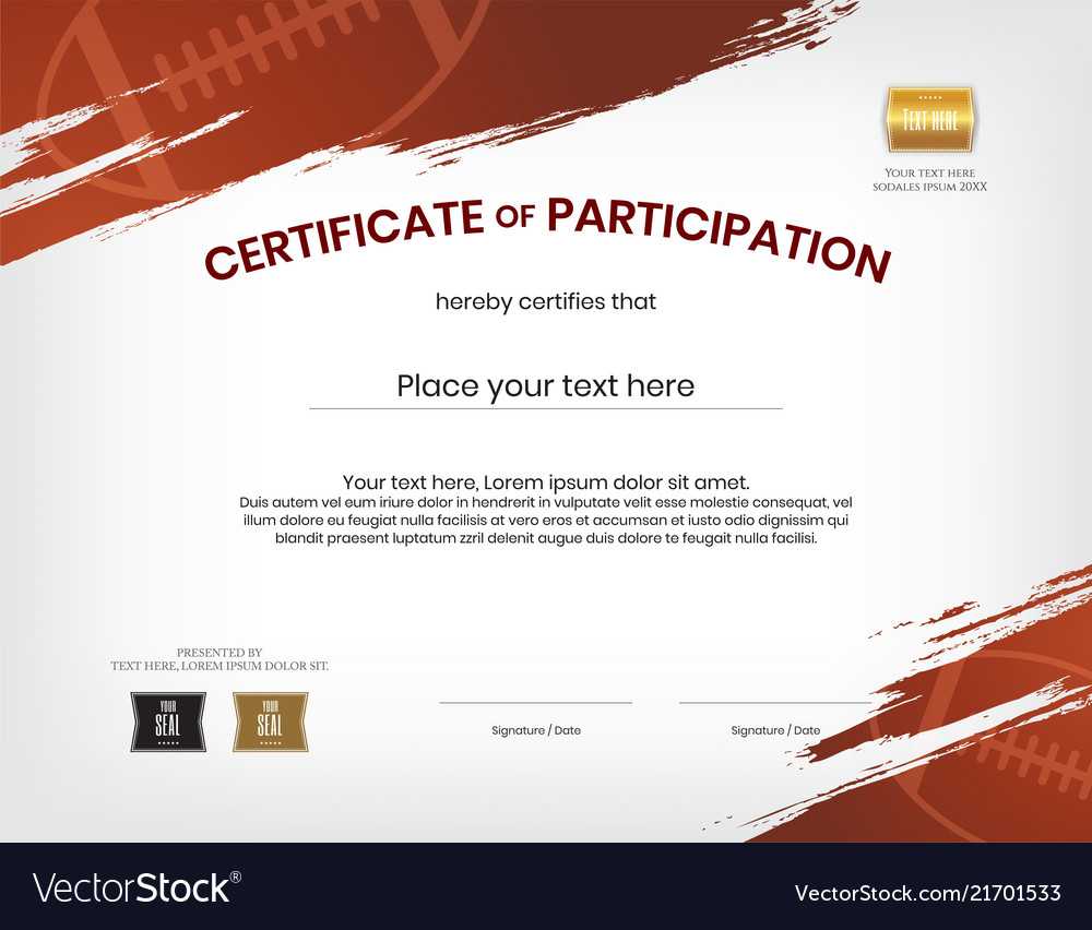 Certificate Template In Rugby Sport Theme With Vector Image Throughout Rugby League Certificate Templates