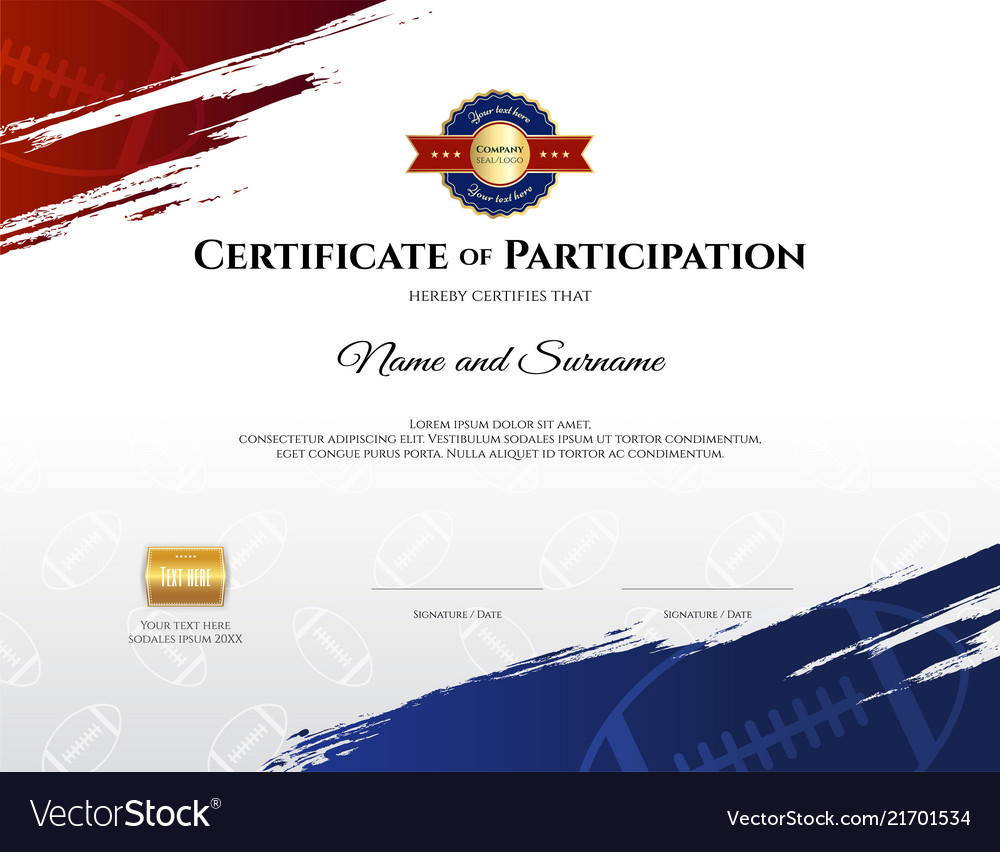 Certificate Template In Rugby Sport Theme With Vector Image Within Rugby League Certificate Templates