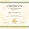 Certificate Template In Tennis Sport Theme With Gold Border Frame,.. For Tennis Gift Certificate Template