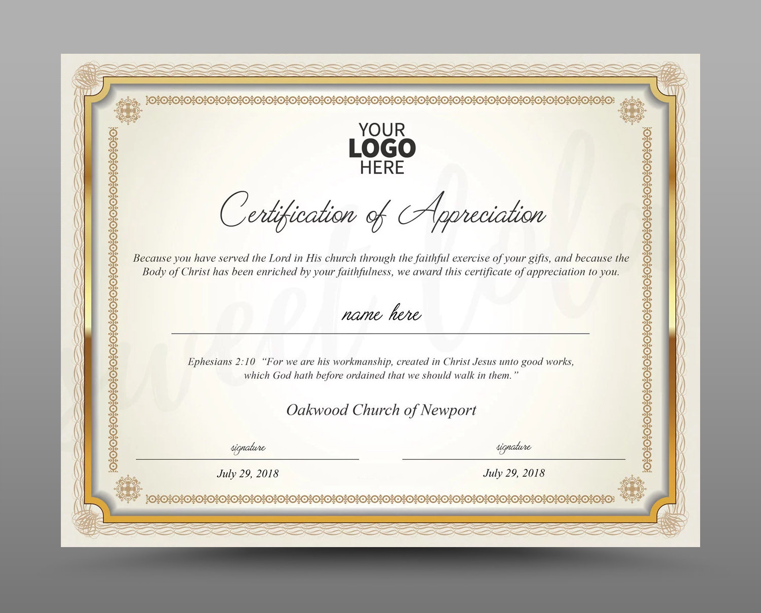 Certificate Template, Instant Download Certificate Of Appreciation –  Editable Ms Word Doc And Photoshop File Included For Walking Certificate Templates