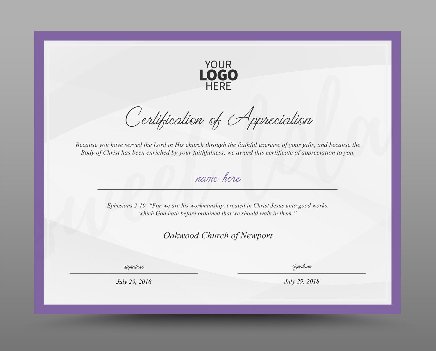 Certificate Template, Instant Download, Certificate Of Appreciation –  Editable Ms Word Doc And Photoshop File Intended For Walking Certificate Templates