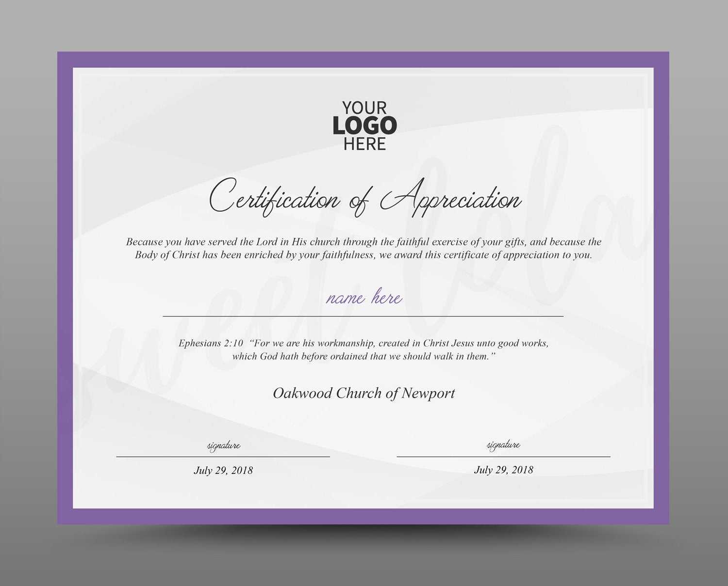 Certificate Template, Instant Download, Certificate Of Appreciation –  Editable Ms Word Doc And Photoshop File Intended For Walking Certificate Templates