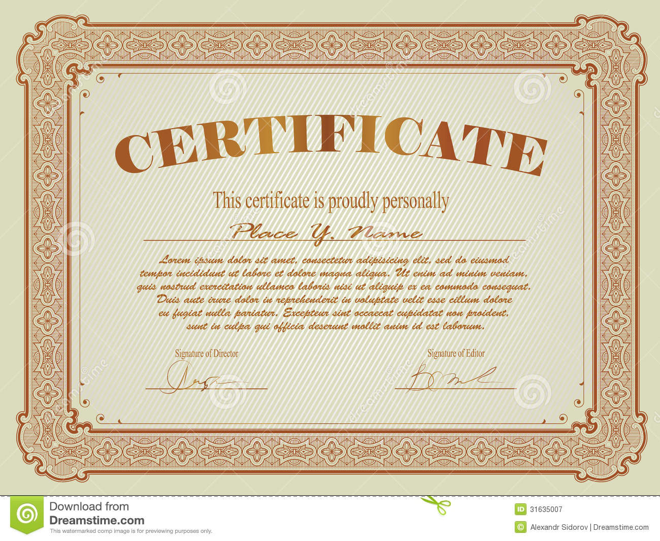 Certificate Template Stock Vector. Illustration Of Market Within Free Stock Certificate Template Download