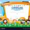 Certificate Template With Children And School Bus For Certificate Of Achievement Template For Kids