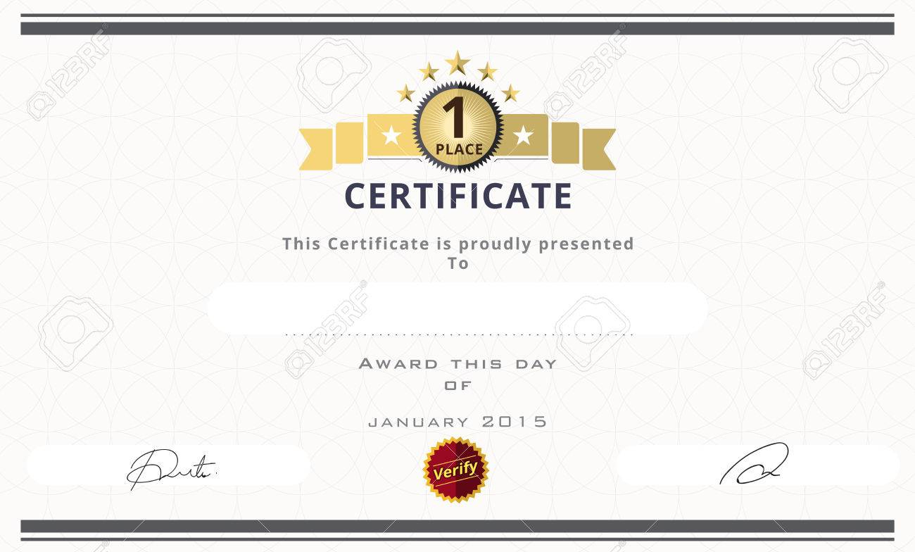 Certificate Template With First Place Concept. Certificate Border.. Within First Place Certificate Template