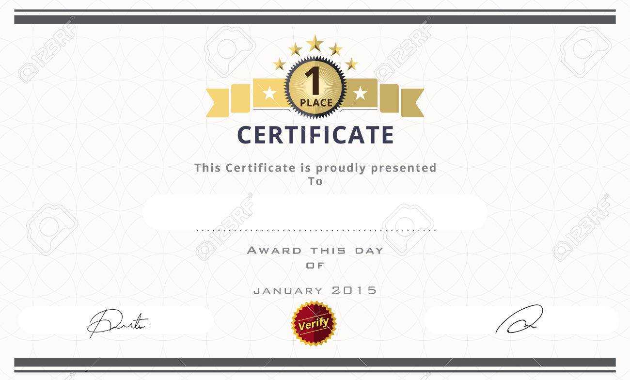 Certificate Template With First Place Concept. Certificate Border.. Within First Place Certificate Template