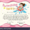 Certificate Template With Girl Swimming Illustration Stock Regarding Free Swimming Certificate Templates