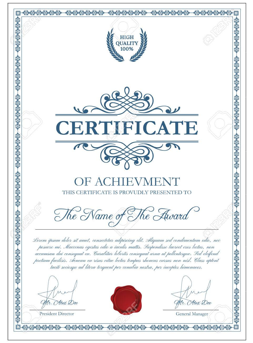 Certificate Template With Guilloche Elements. Blue Diploma Border.. Regarding Validation Certificate Template