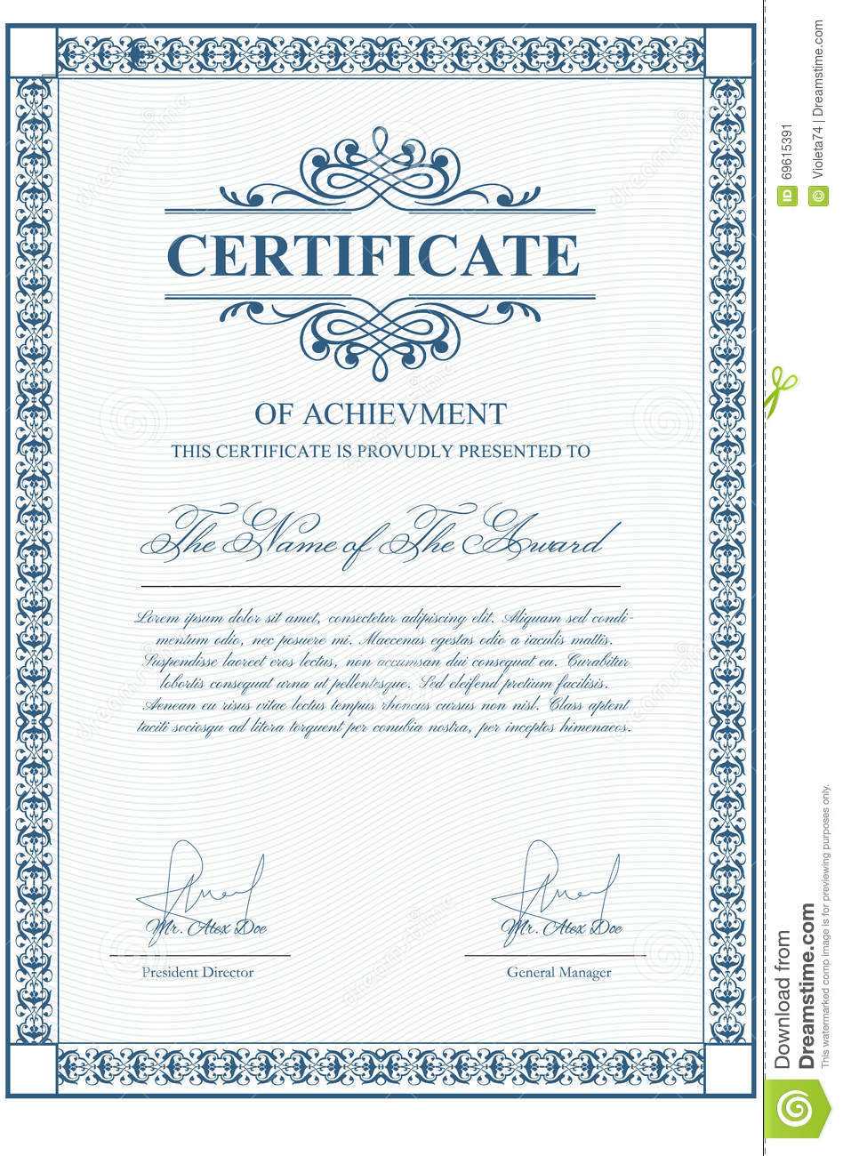 Certificate Template With Guilloche Elements. Stock Vector Throughout Validation Certificate Template