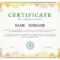 Certificate Template With Guilloche Elements. Yellow Diploma.. In Validation Certificate Template