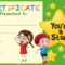Certificate Template With Kids And Stars Illustration Within Free Kids Certificate Templates