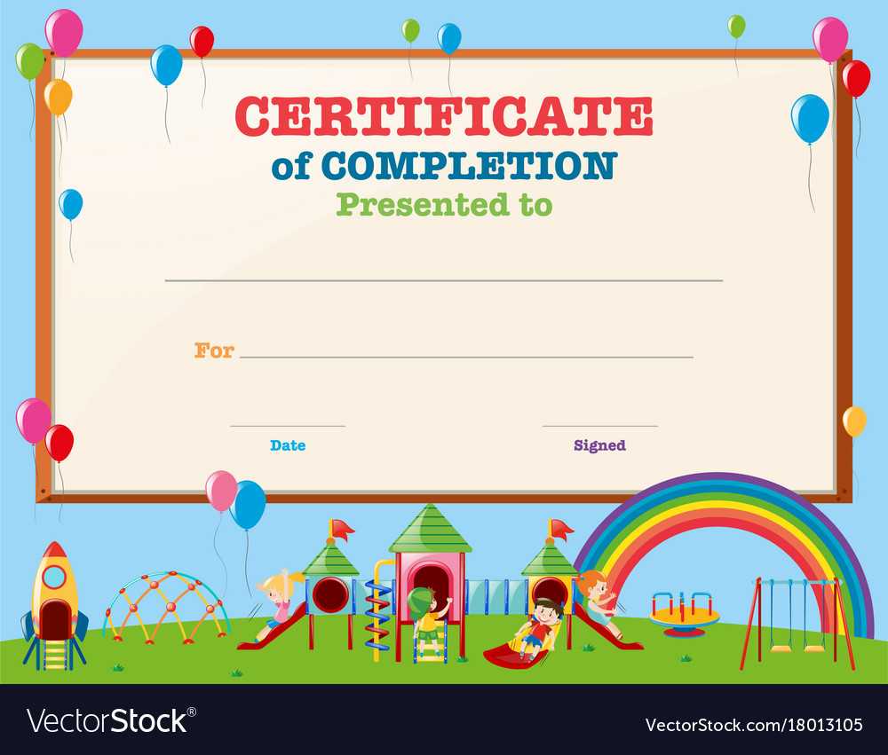 Certificate Template With Kids In Playground Throughout Free Kids Certificate Templates