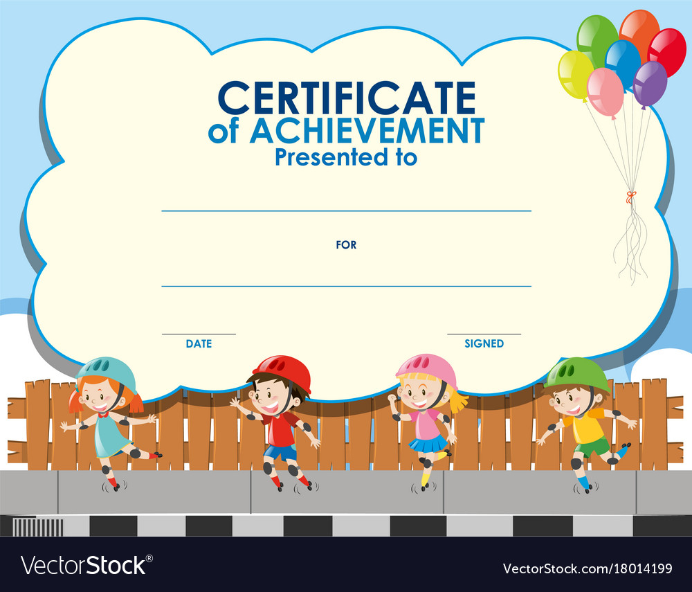 Certificate Template With Kids Skating For Free Kids Certificate Templates