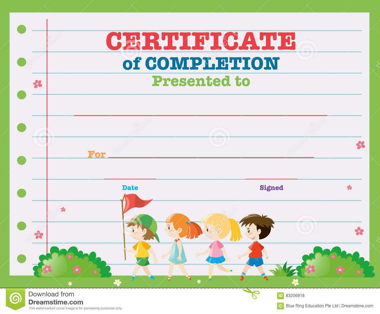 Certificate Template With Kids Walking In The Park Stock Pertaining To Walking Certificate Templates