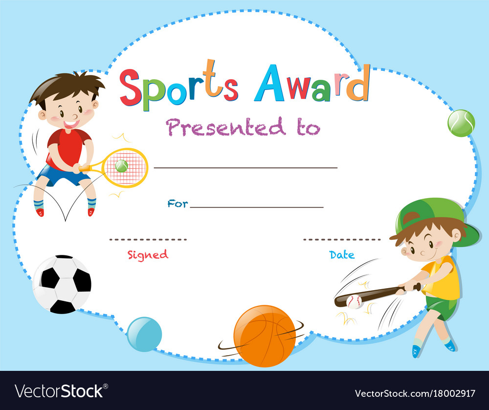 Certificate Template With Two Boys Playing Sports Within Athletic Certificate Template
