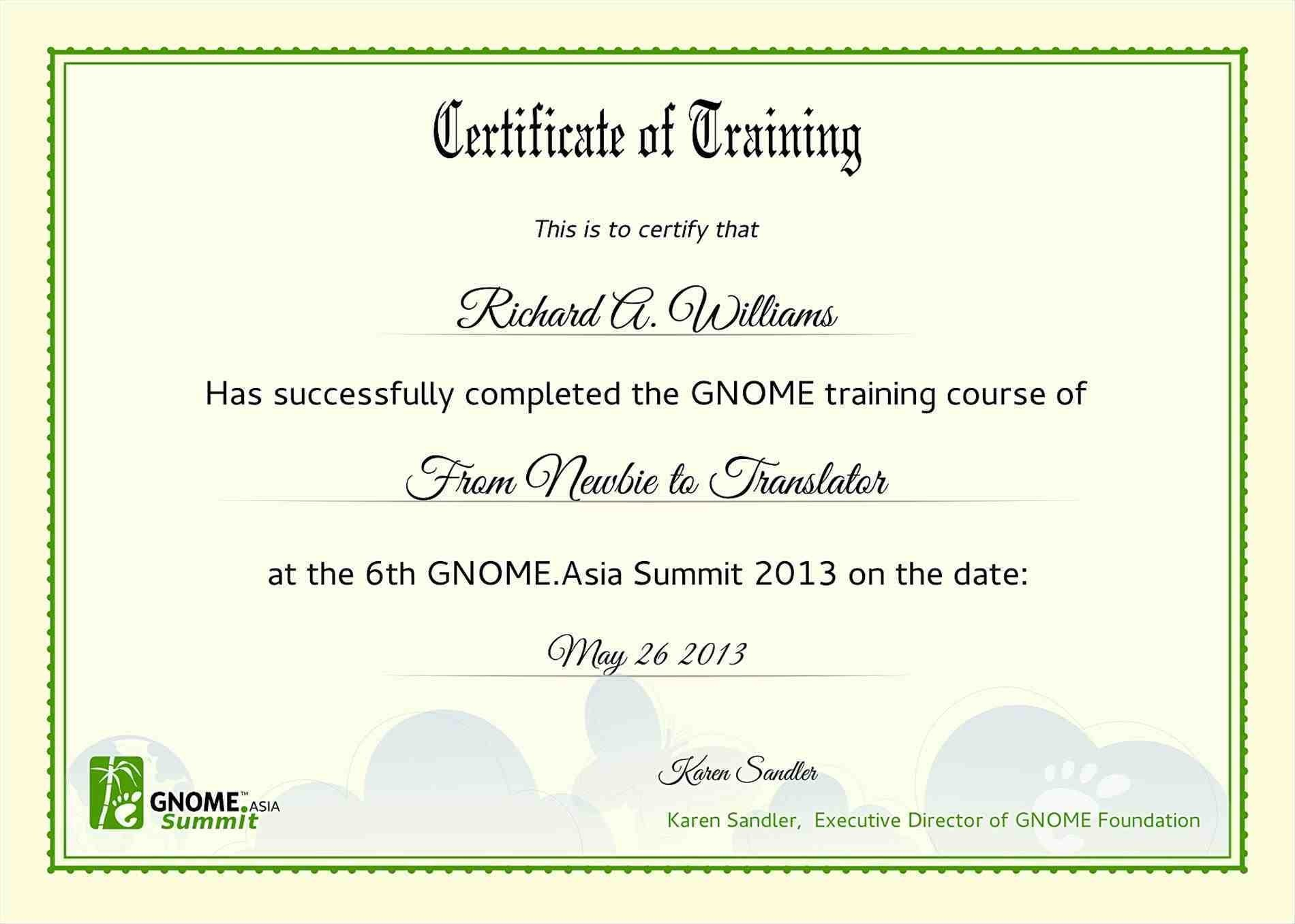 Certificate Templates: Format For Training Certificate For Training Certificate Template Word Format