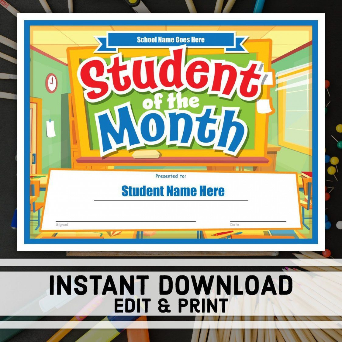 Certificate Templates: Free Student Of The Month In Free Printable Student Of The Month Certificate Templates