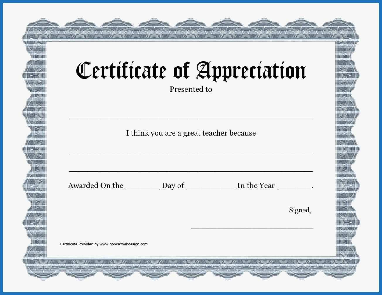 Certificate Templates: Free Template Certificate Of Appreciation With Regard To Certificate Of Appreciation Template Free Printable