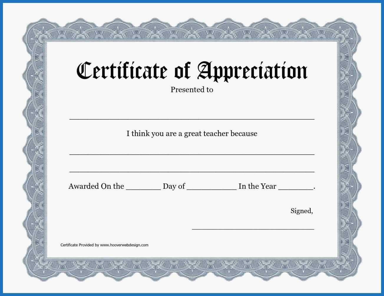 Certificate Templates: Free Template Certificate Of Appreciation With Regard To Certificate Of Appreciation Template Free Printable