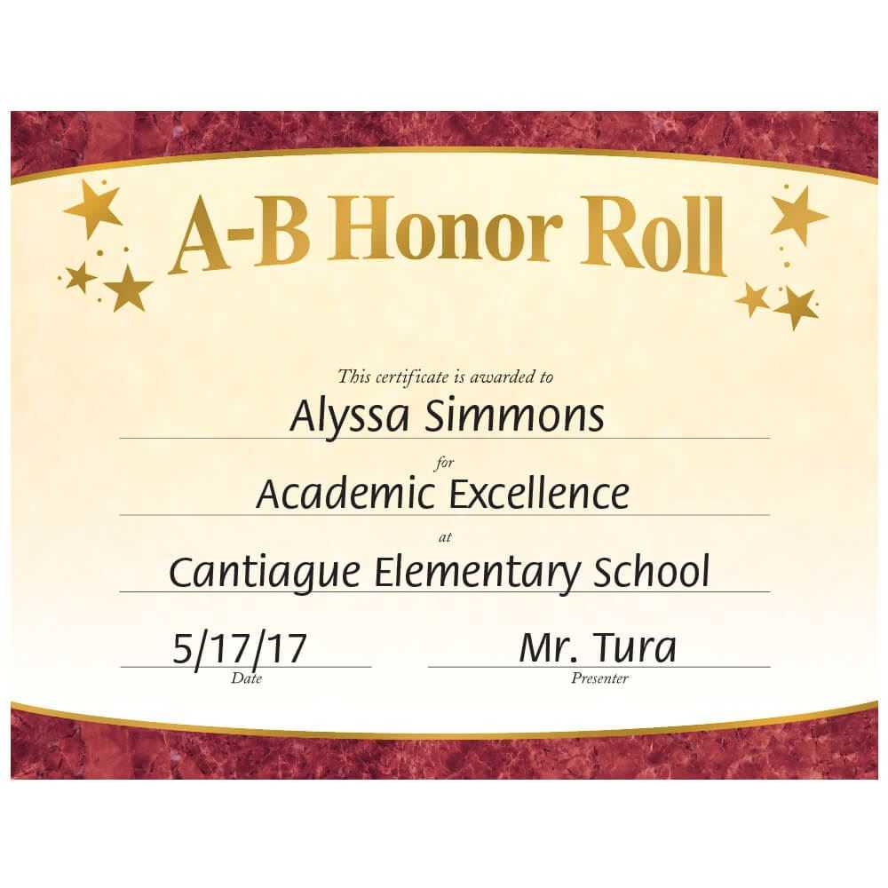 Certificate Templates: Honor Roll Certificate Template A And B For Honor Roll Certificate Template