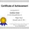 Certificates: Amazing Certificate Of Achievement Template Regarding Certificate Of Accomplishment Template Free